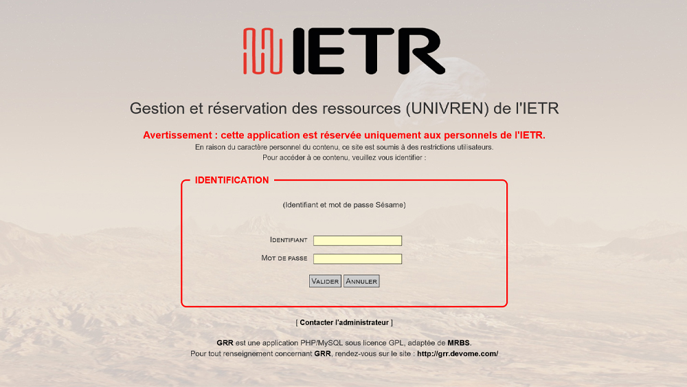 Management and reservation of IETR resources (UNIVREN)