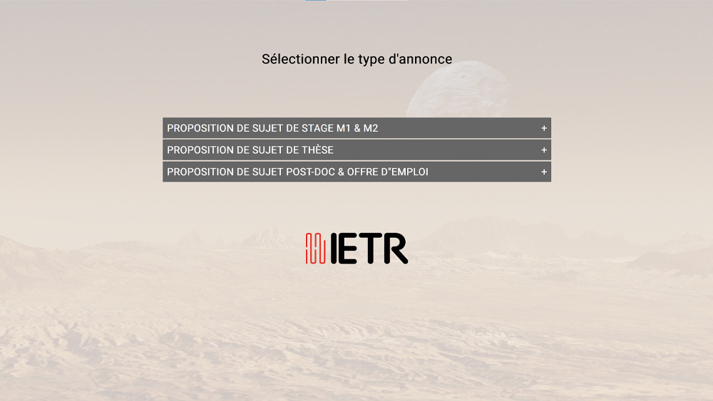 Proposition de sujet de stage, thèse ...